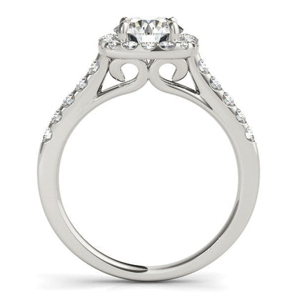 Anillo de compromiso con halo de diamantes en forma cuadrada en oro blanco de 14k (1 1/2 quilates en total)
