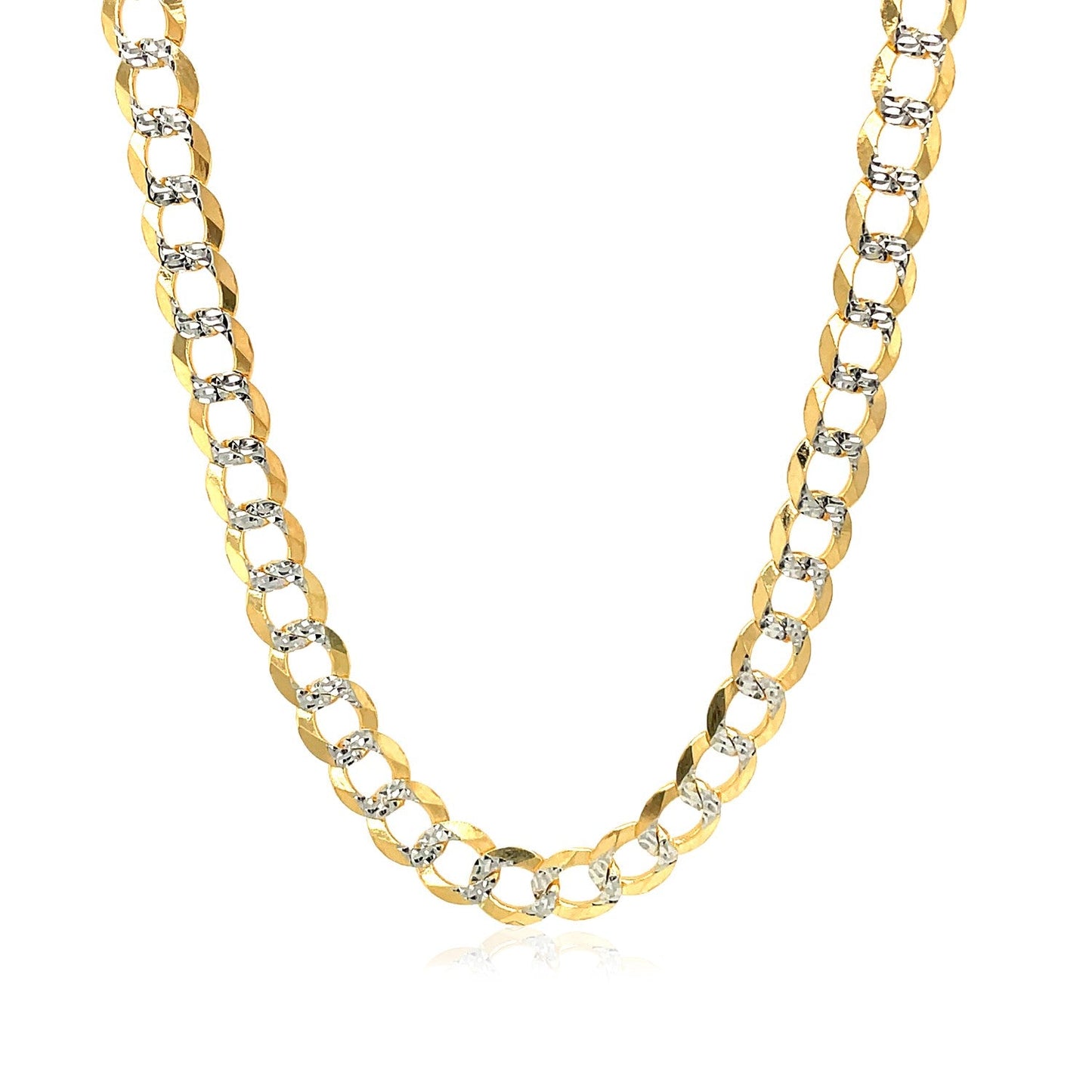 Cadena barbada de oro de 14k de dos tonos con pavé de 5,7 mm