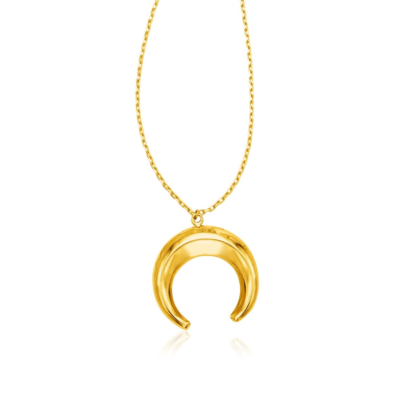 Gargantilla de oro amarillo de 14 quilates y 43 cm con dije de luna abovedada