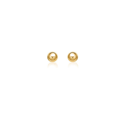 Pendientes de botón redondos de oro amarillo de 14k (5.0 mm)