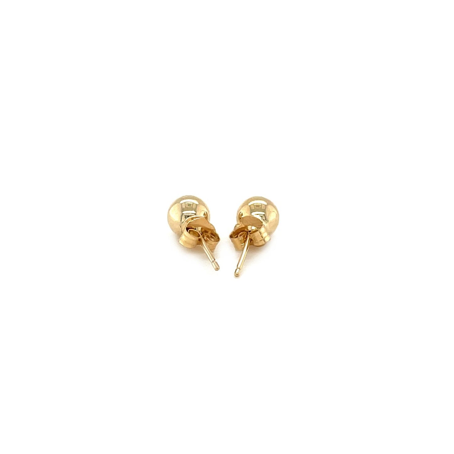 Pendientes de botón redondos de oro amarillo de 14k (5.0 mm)