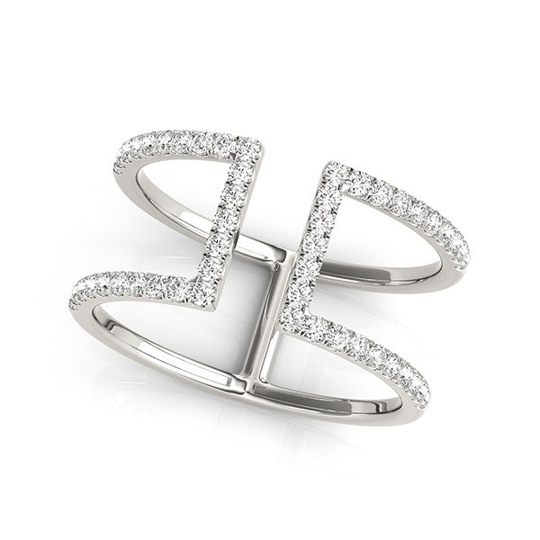 Anillo de diamantes de estilo moderno de doble banda de oro blanco de 14 quilates (1/2 quilate total)