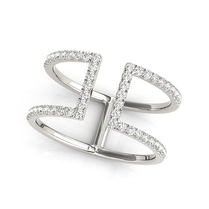 Anillo de diamantes de estilo moderno de doble banda de oro blanco de 14 quilates (1/2 quilate total)