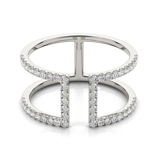 Anillo de diamantes de estilo moderno de doble banda de oro blanco de 14 quilates (1/2 quilate total)