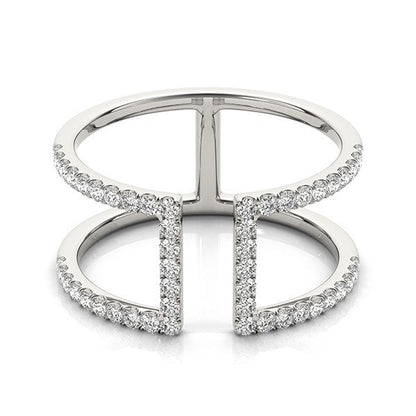 Anillo de diamantes de estilo moderno de doble banda de oro blanco de 14 quilates (1/2 quilate total)
