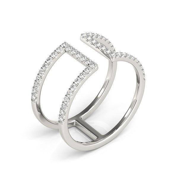 Anillo de diamantes de estilo moderno de doble banda de oro blanco de 14 quilates (1/2 quilate total)