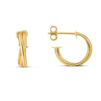 Arracadas cruzadas de oro amarillo de 14k