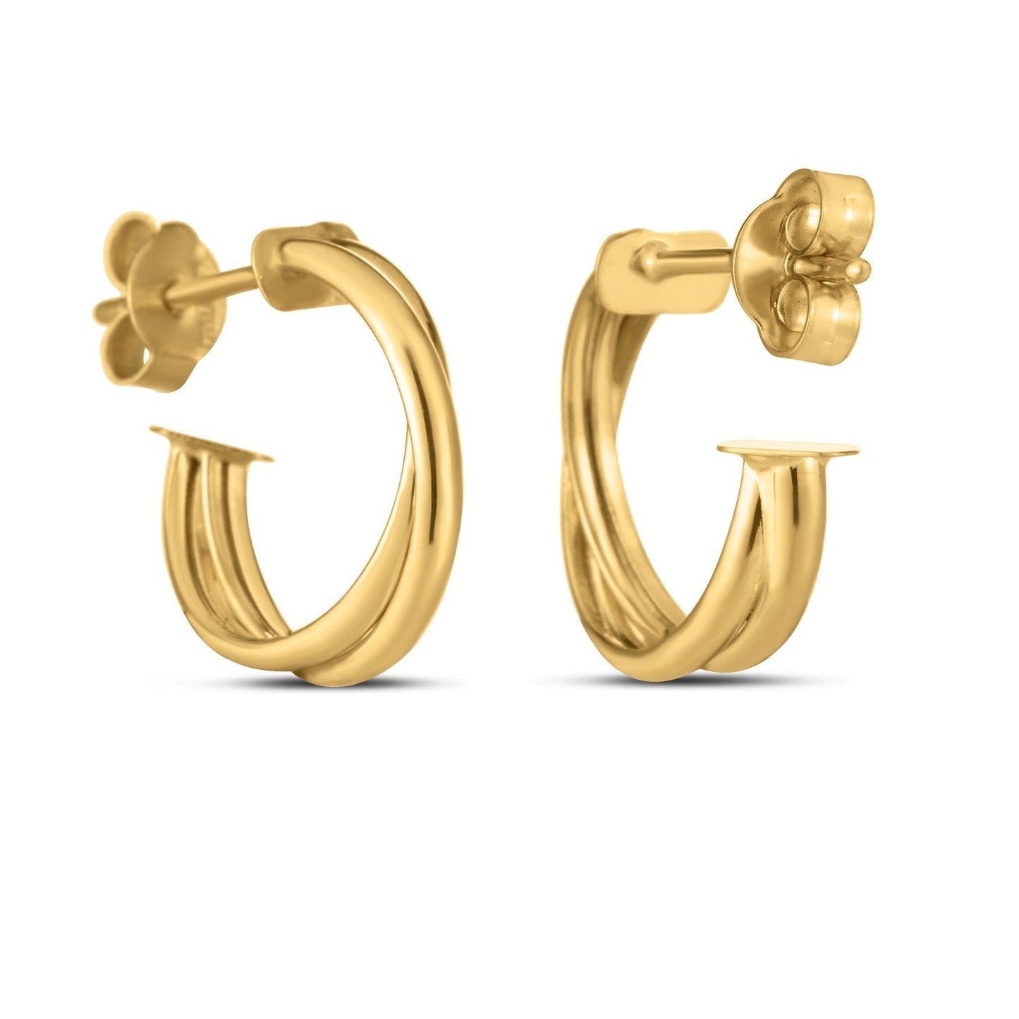 Arracadas cruzadas de oro amarillo de 14k