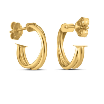 Arracadas cruzadas de oro amarillo de 14k