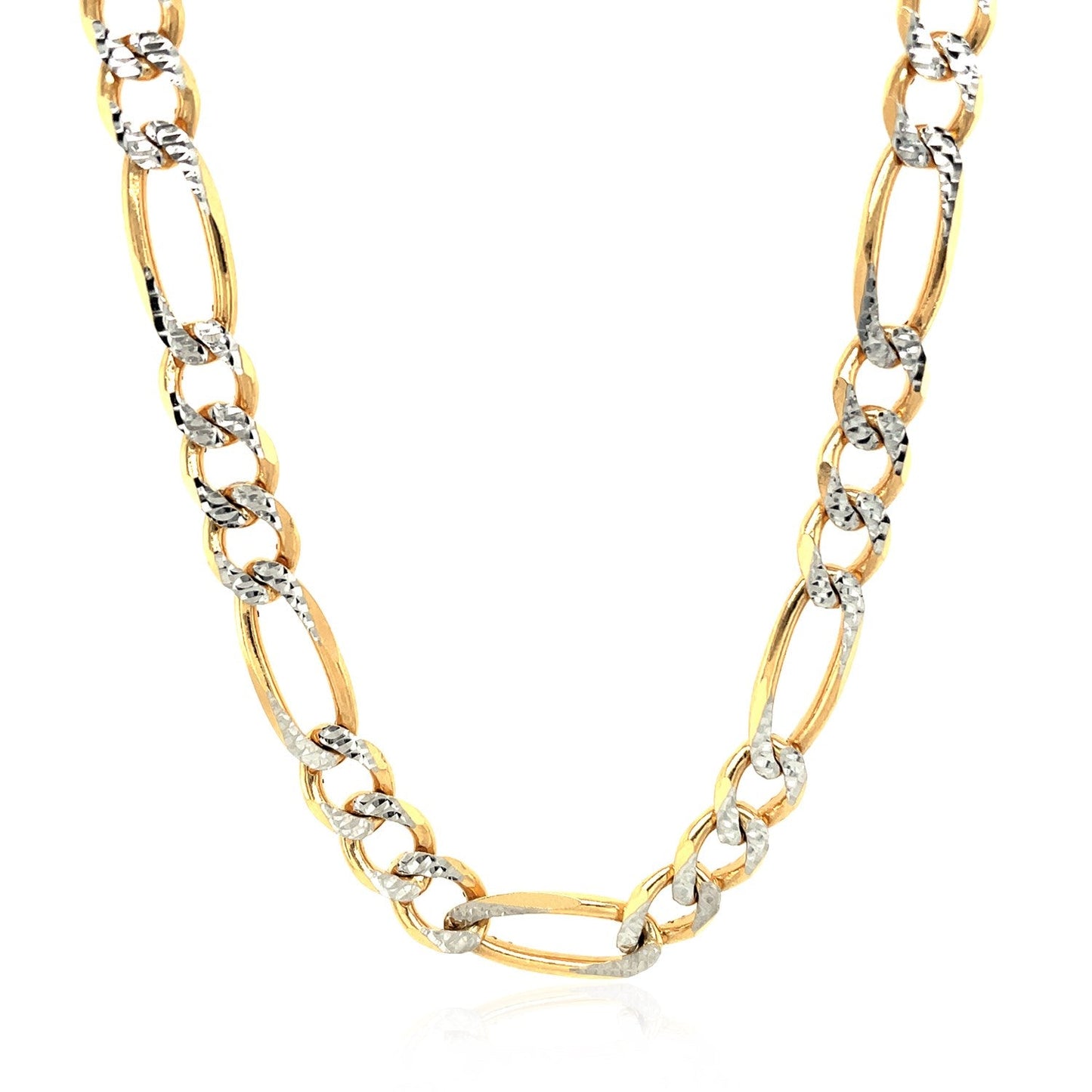 Cadena Figaro maciza de oro amarillo de 14K de 7.0mm