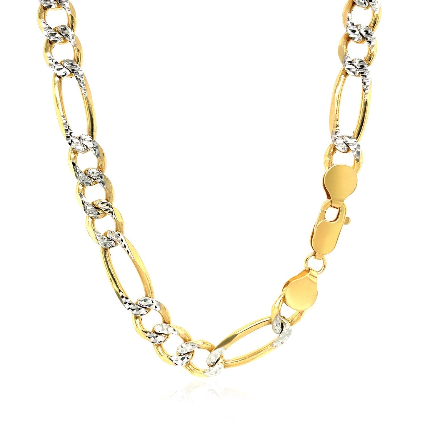 Cadena Figaro maciza de oro amarillo de 14K de 7.0mm