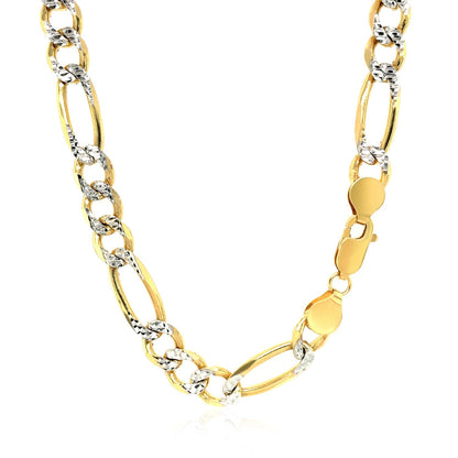 Cadena Figaro maciza de oro amarillo de 14K de 7.0mm