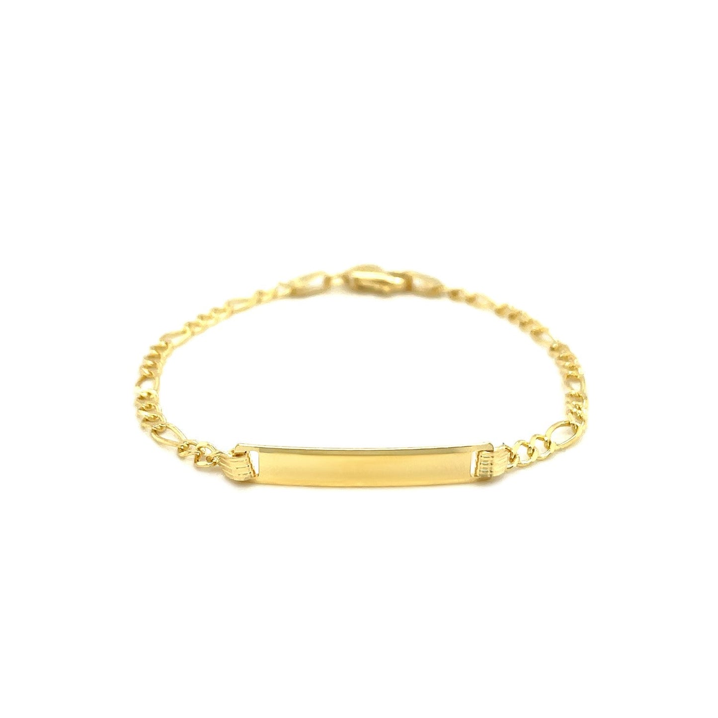 Pulsera de identificación infantil con eslabones Figaro de oro amarillo de 14k