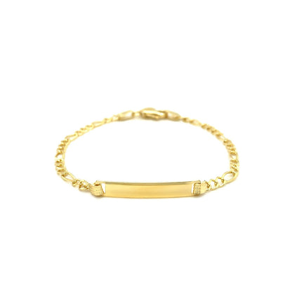 Pulsera de identificación infantil con eslabones Figaro de oro amarillo de 14k