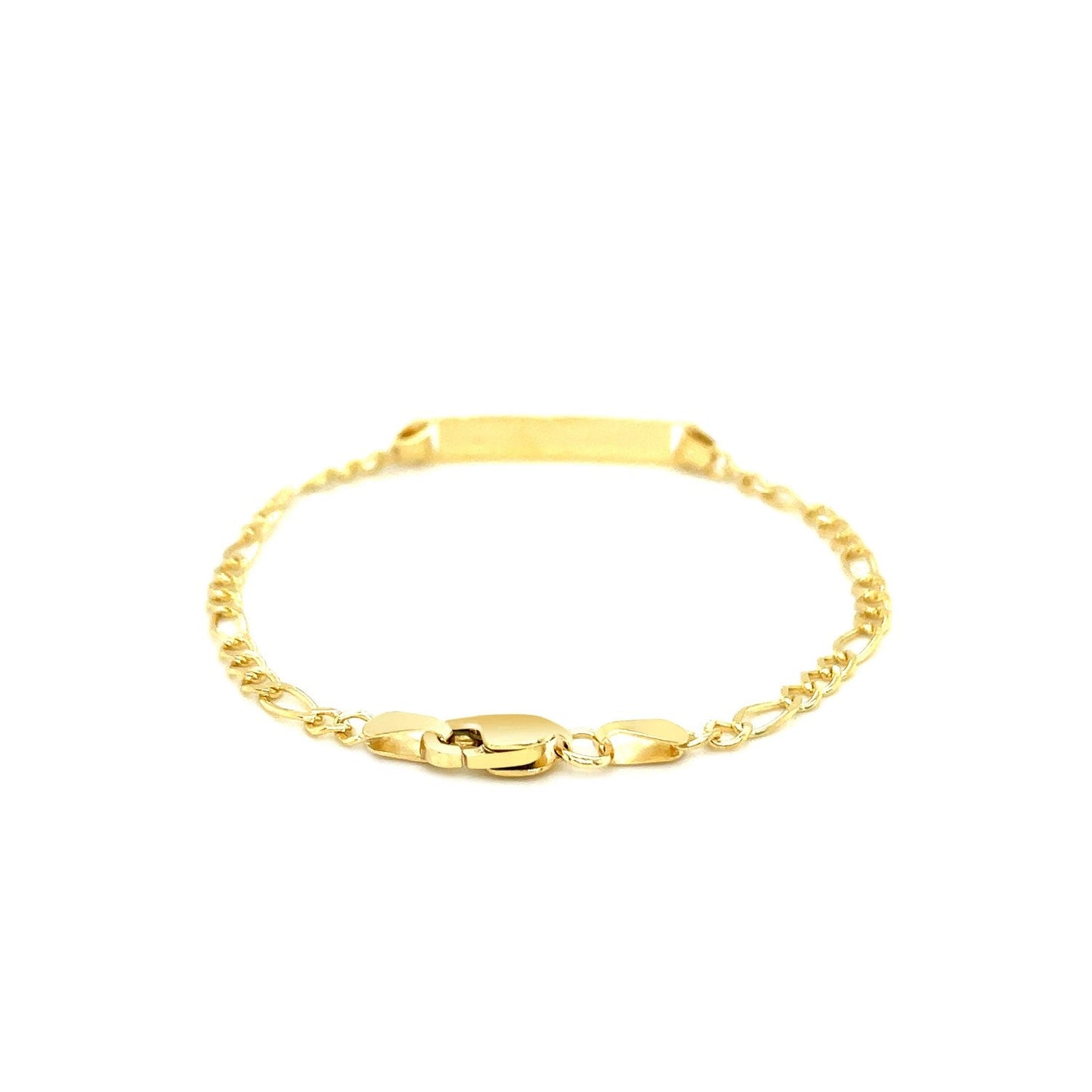 Pulsera de identificación infantil con eslabones Figaro de oro amarillo de 14k