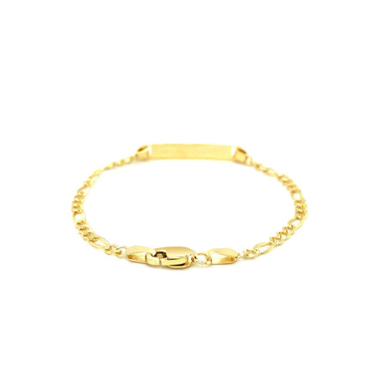 Pulsera de identificación infantil con eslabones Figaro de oro amarillo de 14k