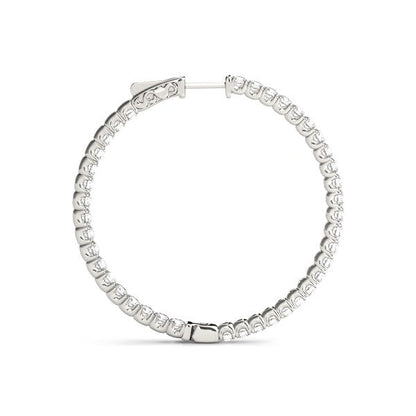 Pendientes de aro de oro blanco de 14 quilates con diamantes engastados en garra compartida (2 quilates en total)