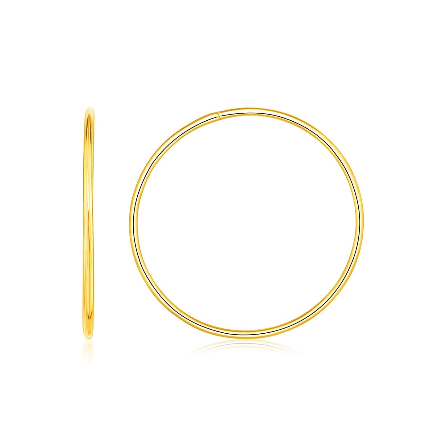 Pendientes de aro sin fin en oro amarillo de 14K