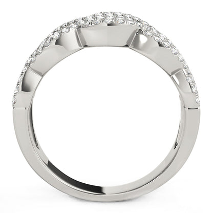 Anillo de ondas entrelazadas dobles con diamantes, en oro blanco de 14k (0,62 quilates en total)