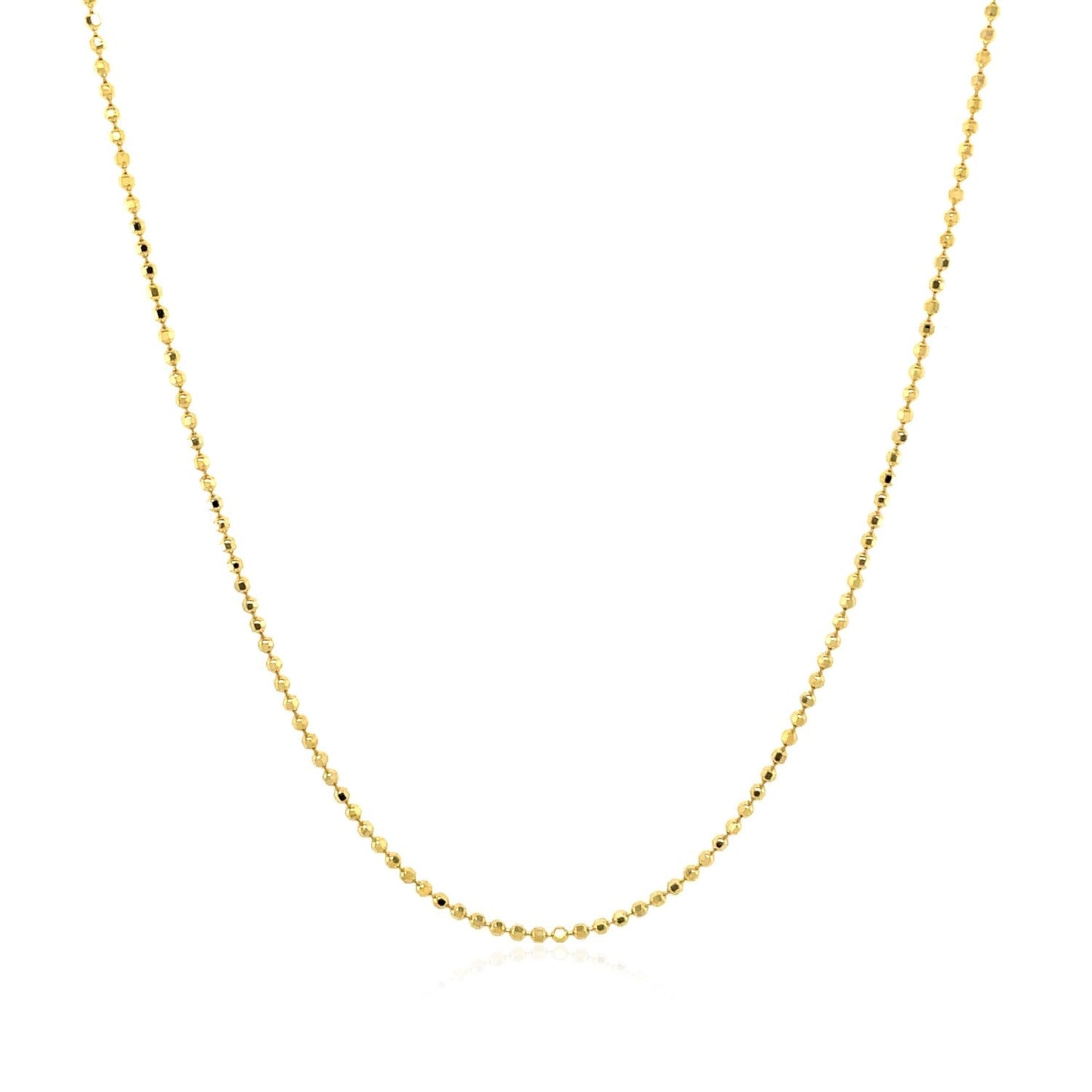 Cadena de oro amarillo de 14k con cuentas facetadas, 1.0mm