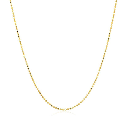 Cadena de oro amarillo de 14k con cuentas facetadas, 1.0mm