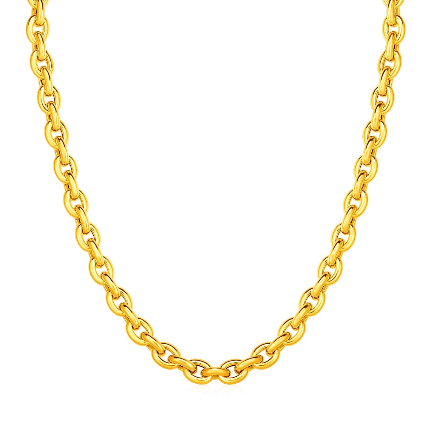 Collar de eslabones ovalados pulidos de oro amarillo de 14k