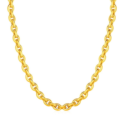 Collar de eslabones ovalados pulidos de oro amarillo de 14k