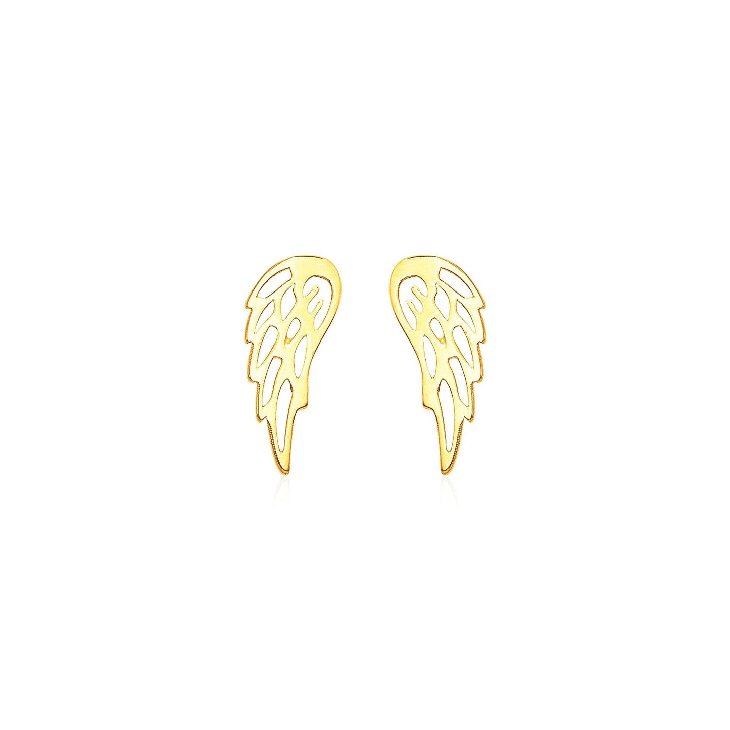 Pendientes de poste de alas pulidas de oro amarillo de 14k