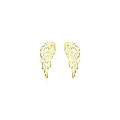 Pendientes de poste de alas pulidas de oro amarillo de 14k