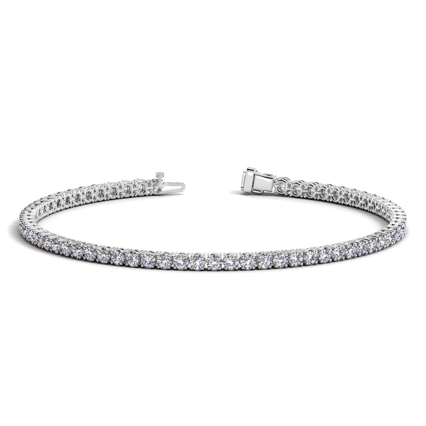 Pulsera de tenis de oro blanco de 14k con diamantes redondos cultivados en laboratorio (3 ct. pt. F/G VS2/SI1)