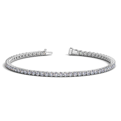 Pulsera de tenis de oro blanco de 14k con diamantes redondos cultivados en laboratorio (3 ct. pt. F/G VS2/SI1)