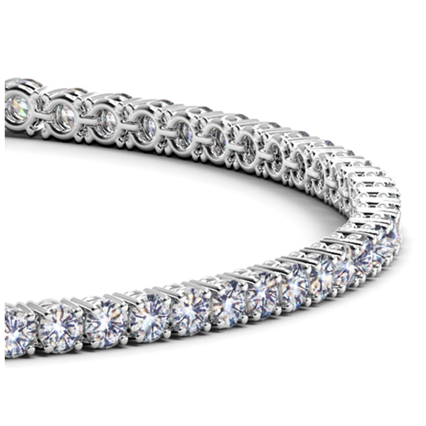 Pulsera de tenis de oro blanco de 14k con diamantes redondos cultivados en laboratorio (3 ct. pt. F/G VS2/SI1)