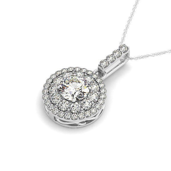 Colgante redondo de halo de diamante de oro blanco de 14k (1 1/4 TCW)