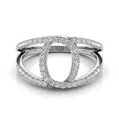 Anillo de doble banda estilo lazo de diamantes de oro blanco de 14k (1/2 qt. de peso total)