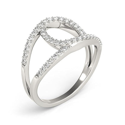 Anillo de doble banda estilo lazo de diamantes de oro blanco de 14k (1/2 qt. de peso total)