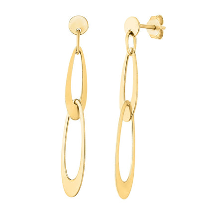 Pendientes italianos de eslabones ovalados de oro amarillo de 14 quilates