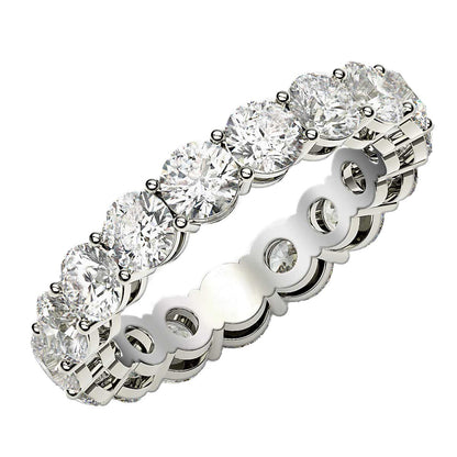 Anillo de Eternidad con Diamantes Redondos Cultivados en Laboratorio de Oro Blanco de 14k (3 quilates, FG/VS2)