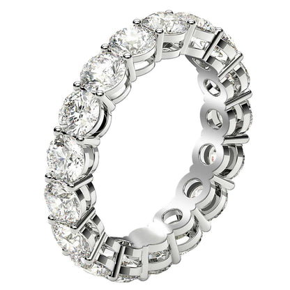 Anillo de Eternidad con Diamantes Redondos Cultivados en Laboratorio de Oro Blanco de 14k (3 quilates, FG/VS2)
