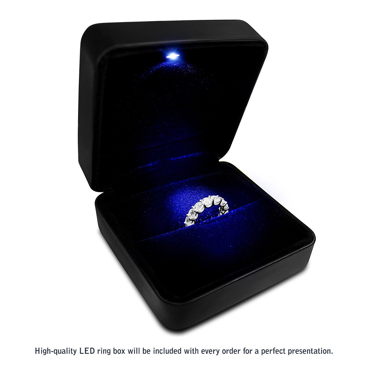 Anillo de Eternidad con Diamantes Redondos Cultivados en Laboratorio de Oro Blanco de 14k (3 quilates, FG/VS2)