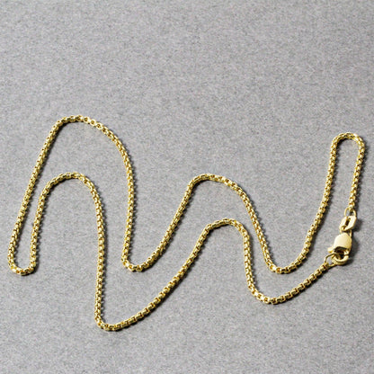 Cadena de oro amarillo de 14k tipo caja redonda de 1,35 mm