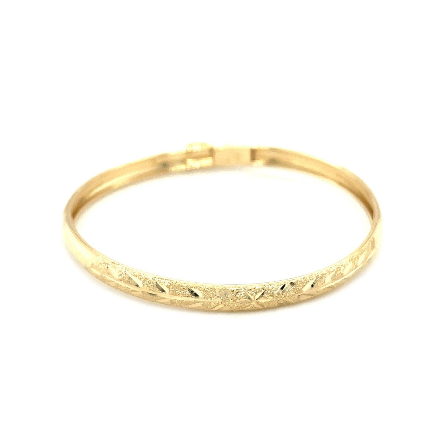 Pulsera de oro amarillo de 10k tipo cúpula con corte florentino y diamante para niños