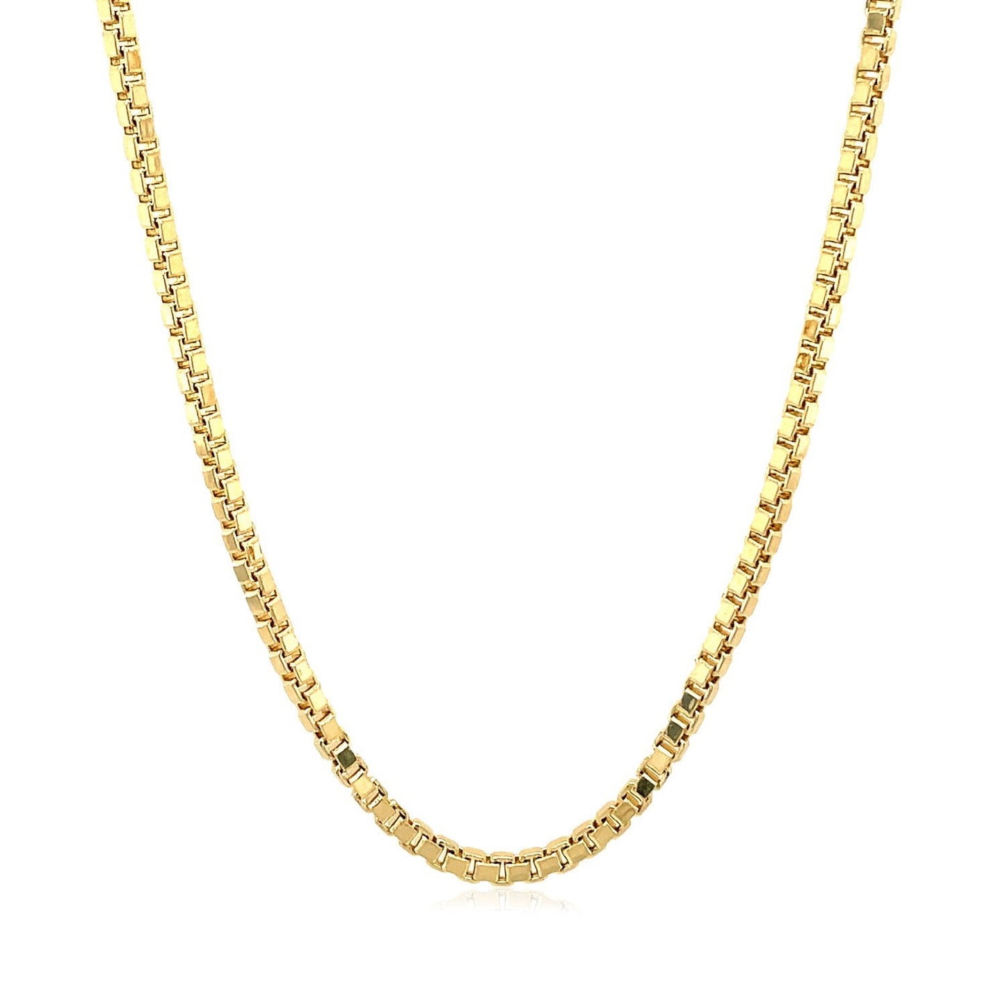 Cadena estilo Box semimaciza de oro amarillo de 14k y 2.0mm