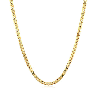 Cadena estilo Box semimaciza de oro amarillo de 14k y 2.0mm