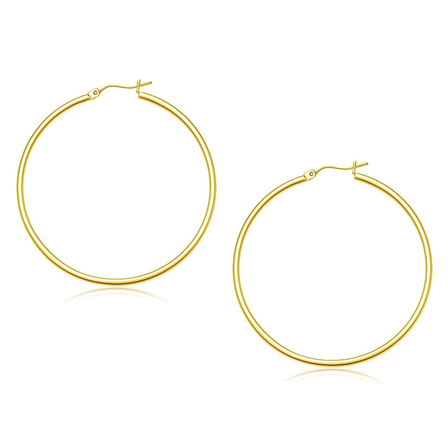 Aretes de aro pulidos de oro amarillo de 10k (45 mm)