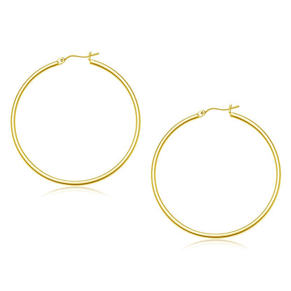 Aretes de aro pulidos de oro amarillo de 10k (45 mm)