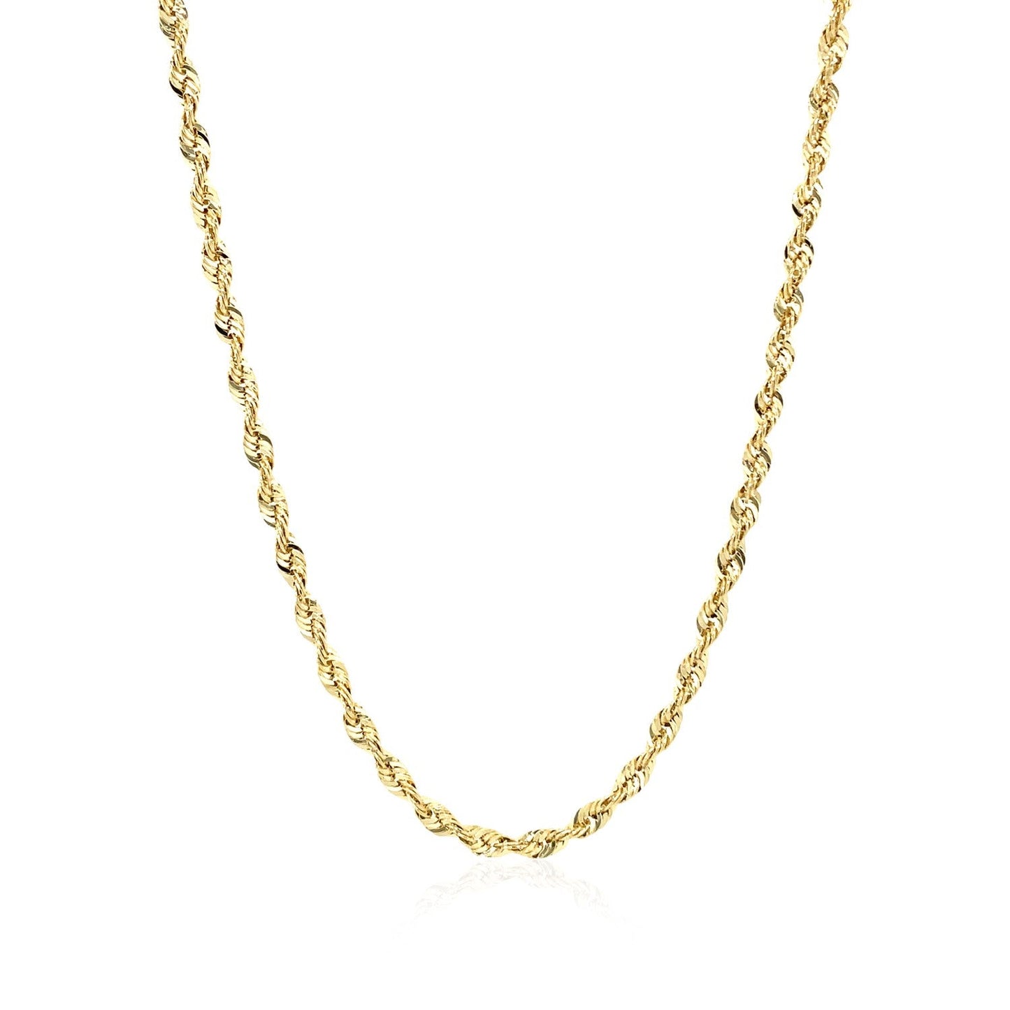 Cadena de cuerda ligera de oro amarillo de 14k de 2.5mm