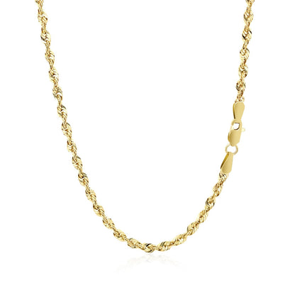 Cadena de cuerda ligera de oro amarillo de 14k de 2.5mm