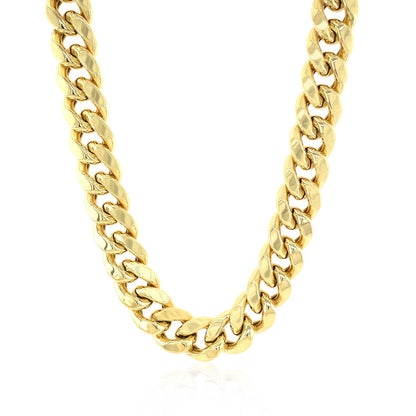 Cadena cubana Miami semirrígida de oro amarillo de 14k y 10.5mm