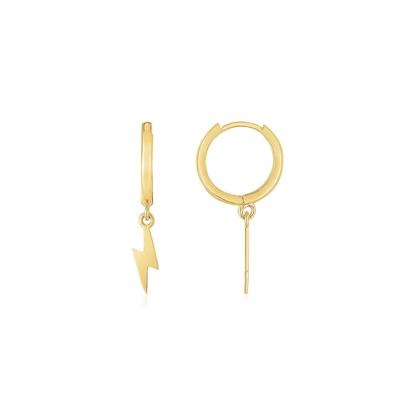 Pendientes de aro colgantes con rayo de oro amarillo de 14K