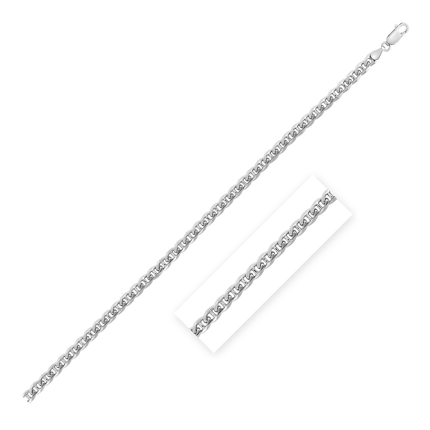 Cadena Mariner de Plata de Ley con Baño de Rodio de 5,6 mm